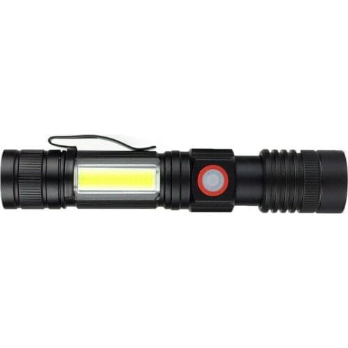Mini Portable Flash Lamp Super Bright T6 LED Flashlight COB Work Light Torch For Camping Hiking USB Rechargeable 4 Modes