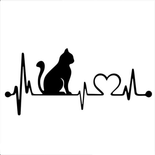 RuleMylife Cat Creative Heartbeat Lifeline Vinyl Car Sticker For Volkswagen BMW E46 E90 Passat B6 Auto Parts