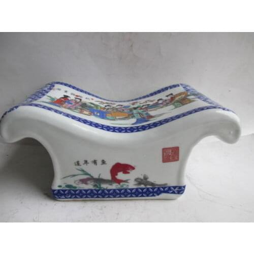 Elaborate Ancient Chinese ceramic massage health pillow Autumn view and Ancient China People