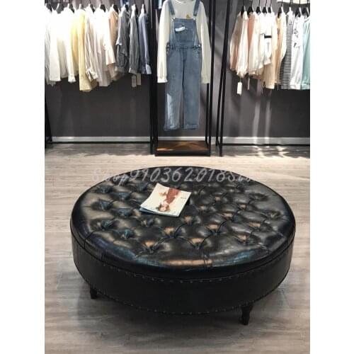 Clothing Store Sofa Stool Shoe Stool Shoe Stool Round Leather Foot Stool Fitting Room Cloakroom Soft Bag Pier Shoe Stool