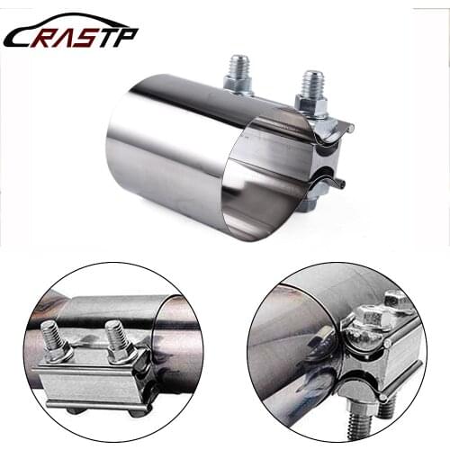 Universal 2.25" 2.5" 3.0" Stainless Exhaust Sleeve Butt Joint Clamp Exhaust Pipe Sleeve Coupler Step Clamp RS-CR1013