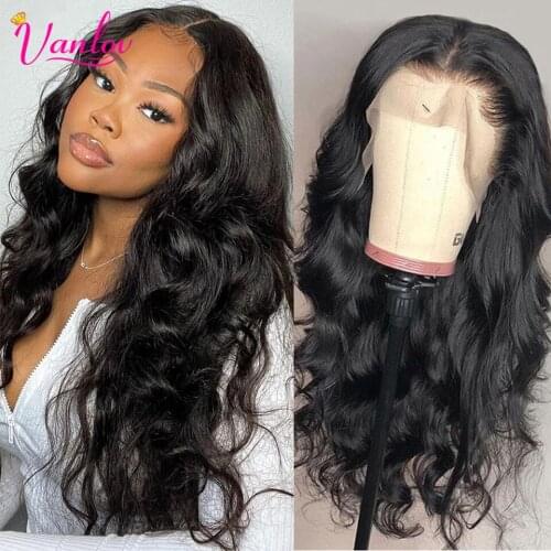 Vanlov Body Wave Human Hair Wigs Pre Plucked Brazilian T Part Lace Front Wigs With Baby Hair 150% Natural Hairline Wigs Remy