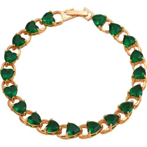 Top Quality Australia Peridot Charm Bracelets for women Heart Style Gold color Green Zirconia fashion jewelry TBS771A