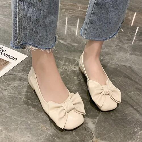 Women Flat Shoes Butterfly-knot Soft Bottom Comfortable Flat Shoes Female Casual Shoes 2021 New Fashion Shallow flat shoes