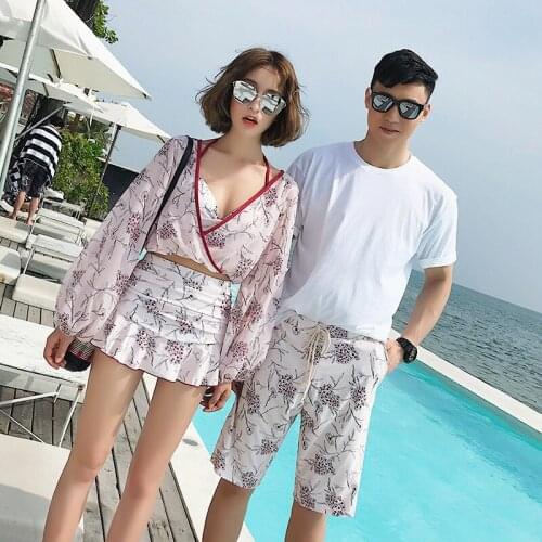 Women Swimsuit Two Pieces Push Up Tankini Piece Bathing Suit Swimming Three Split Skirt Uping Sexy Korean Spandex Floral