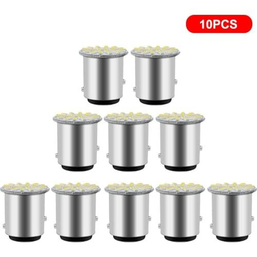 10pcs 1156 1157 Bay15d 22SMD Car LED Bulb Auto Rear Turn Signal Lights brake Reverse Parking Lamp DC 12V White 22 SMD