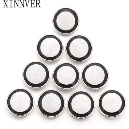 10Pcs/lot Hot Sale Xinnver Snap Button Resin Black White Color Snaps Fit 18mm Button Snap Bracelet Jewelry For Mother Gift ZD045