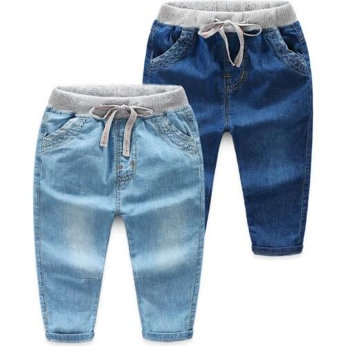2020 Girls Denim Trousers Girls Boys Denim Solid Trousers Summer Teenagers Cartoon Leisure Trousers Mosquito pants Clothes