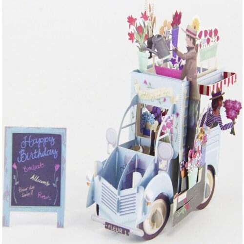 3D Laser Cut Handmade Carving Flower Car Float Paper Invitation Greeting Cards PostCard Birthday Party Festival Creative Gift