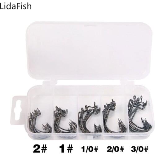 50pcs/lot High Carbon Steel Soft Worm Hooks 1/0# 2/0# 3/0# 1# 2# Wide Super Lock Fishhooks Lure Softjerk Hooks
