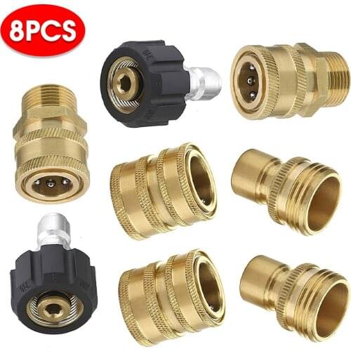 8Pcs Garden Pressure Washer Connector Female Male 3/8" M22 Thread 3/4"Garden Hose Washing Gun Adapter Converters Sets