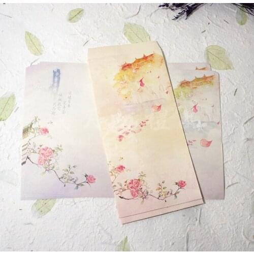 8pcs Vertical 5th Vintage Chinese Letter Board Envelope Set