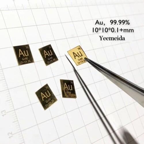 99.99% High Purity Gold Metal Au Carved Element Periodic Table Sheet 10*10*0.1 mm