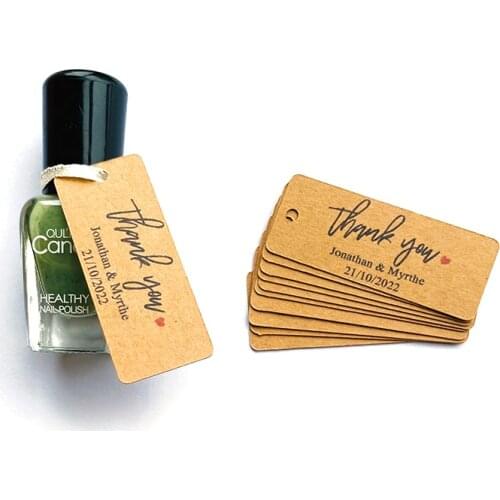 Wedding Favor Tags Size 0.8''x2" Mini Kraft Gift Tags Custom Personlized Name & Date Thank You Tags Weding Party Decor Favors