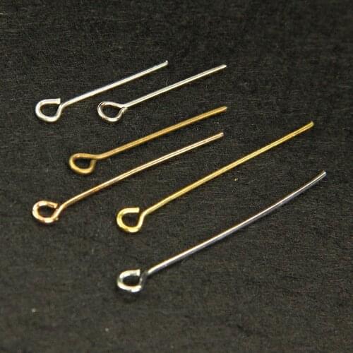 200pcs 20/25/30/40/50mm Eye Head Pins Needles Gold Silver Rhodium Bronze Color Beading Headpins For DIY Jewelry Making Findings