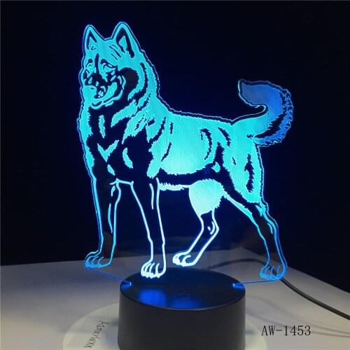 Bulldog Poodle Jack Russell Terrier Rottweiler Dobermann 3D Visual Illusion Lamp Kid Night Light Dog Style Lamp Dropship AW-1453