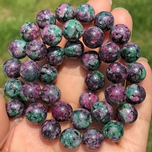 Natural Stone Epidote Zoisite Beads Smooth Round Loose Spacer Beads For Jewelry Making DIY Bracelet Accessories 6/8/10/12mm 15