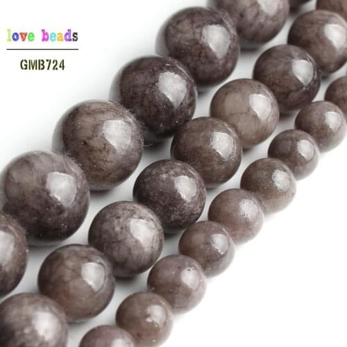 Gray Stone Beads Jades Round Beads for Jewelry Making 15'' Strand DIY Bracelet Jewellery 6mm 8mm 10mm