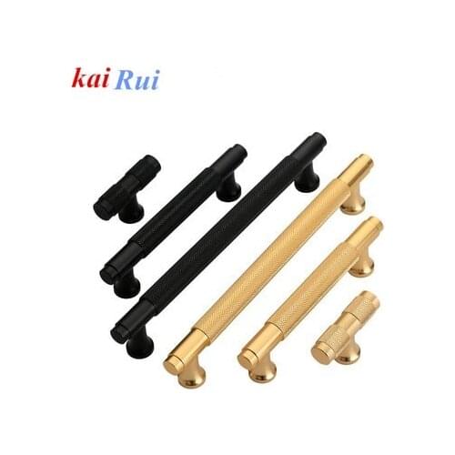 Black Gold Knurled simple kitchen cabinet knobs and handles Drawer Pulls Bedroom Knobs T Bar Cabinet Hardware