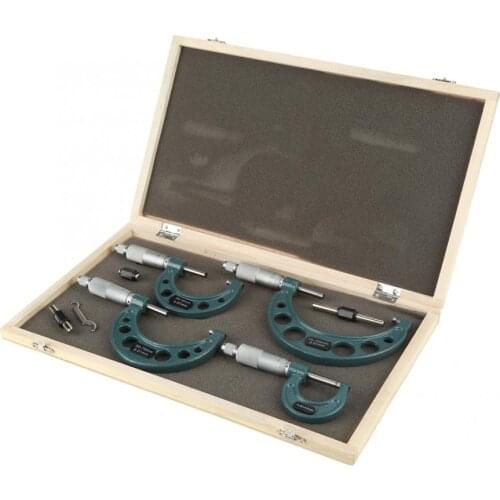 Digital Micrometer 4pcs 0-100mm Metric Outside Micrometers Thickness Gauge Measuring Calipers with Case Mikrometer