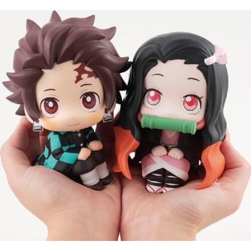 11cm Q Version Sitting Tanjirou Nezuko Ghost Action Figure Toys Anime Demon Slayer Collectiable Model Doll Toy For Children Gift