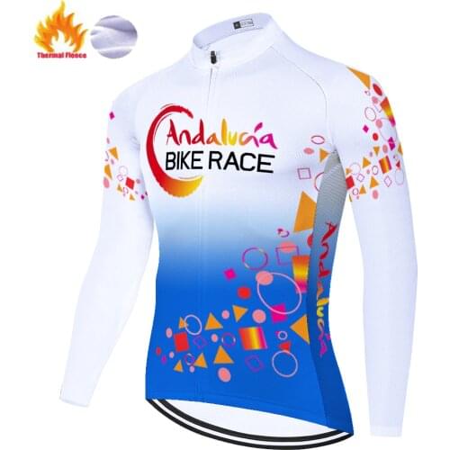 Spain ANDALUCIA cycling jersey winter thermal fleece tricotas hombre ciclismo Bike wear tenue cycliste homme pro team 2021