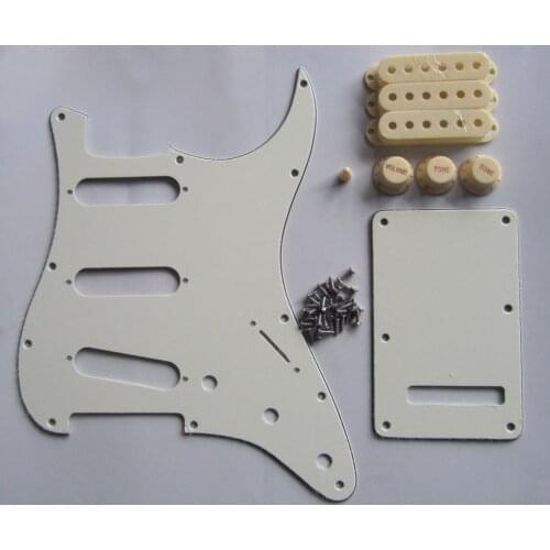 KAISH Ivory/Parchment ST SSS Pickguard with Aged White Pickup Covers Knobs Tip