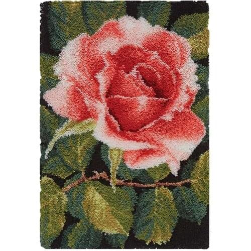 Latch Hook Rug with Printed Flowers Pattern Crocheting Carpet Rug Yarn Sofa Cushion Mat Crochet Tapestry DIY Carpet Arts Crafts