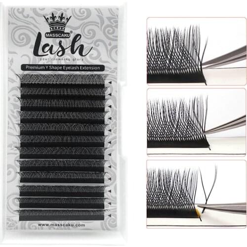 MASSCAKU Y-Shape 0.05 0.07 premade fans eyelash extensions for salon individual eyelash extensions for professionals for makeup