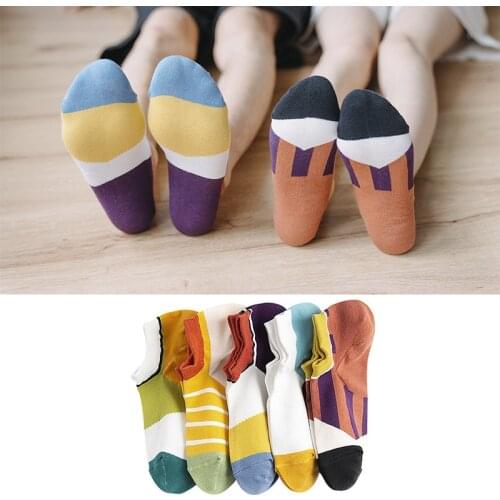 Peonfly Casual Men Summer Ankle Colorful Happy Funny Combed Cotton Striped Novelty Hip Hop Tendy Short Socks