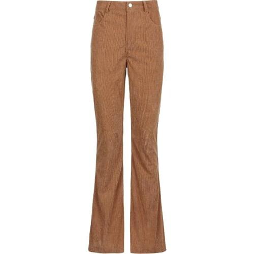 New Arrival Women Fashion High Waist Solid Color Pants Stylish Flared Pants for Ladies Female