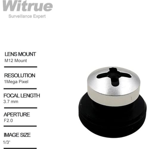 Witrue HD cctv lens M12 Pinhole 3.7MM M12*0.5 Mount 1/3" F2.0 90 degree for security CCTV cameras