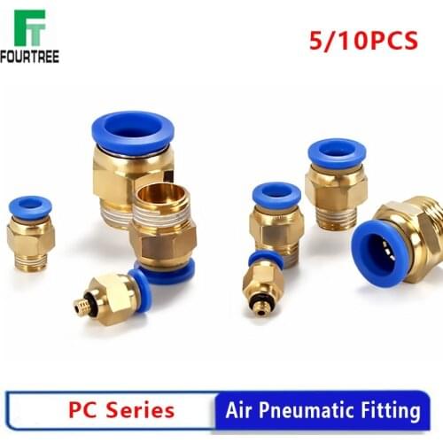 5/10PCS PC Air Pneumatic Fitting Quick Connector M5 4 6 8 10 12mm Male Thread 1/4" 1/2" 1/8" 3/8" Compressed Hose Tube Fittings