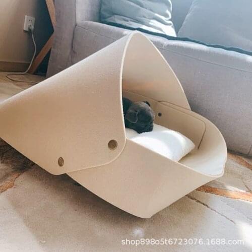 Semi-closed Felt Cat Bed Cave Cat Kitten House With Cushion Detachable Zipper Design Funny Breathable