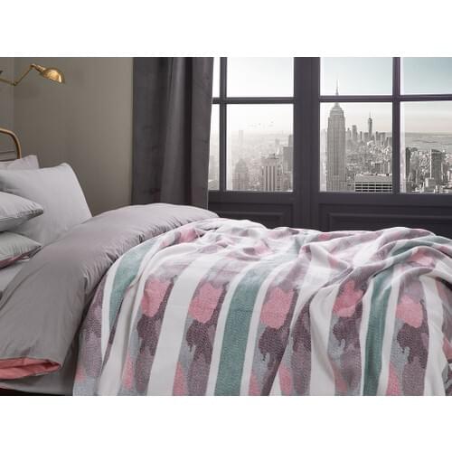 English Home Stripe Cotton Single Blanket 150x200 Cm Seledon