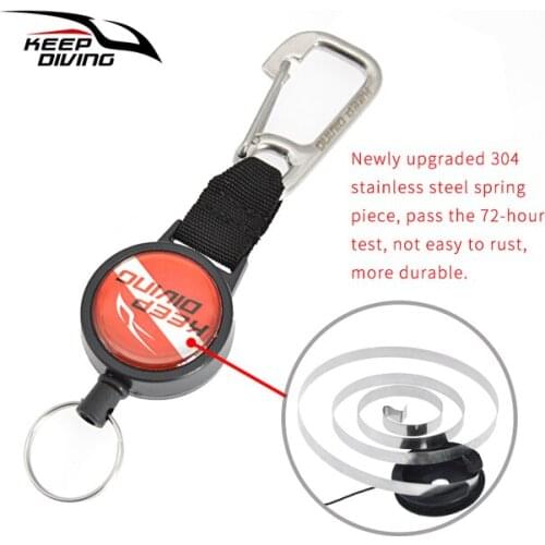 Scuba Diving Anti-lost Spring Scalable Stainless steel wire Lanyard Under Water TEC Dive Safety Tool With Quick-release Buckle