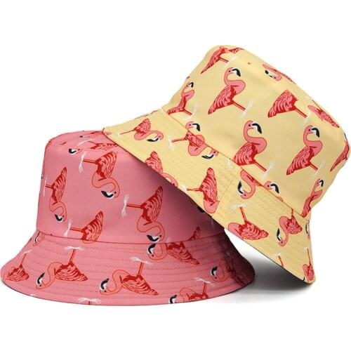 2021 Luxury Flamingo Print Bucket Hat Men Women Summer Hip Hop Gorros Fishing Fisherman Hat Panama Cap
