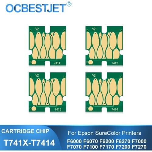 T7411-T7414 T7411 Ink Tank Chip For Epson SureColor F6000 F6070 F6200 F6270 F7000 F7070 F7100 F7170 F7200 F7270 Cartridge Chip