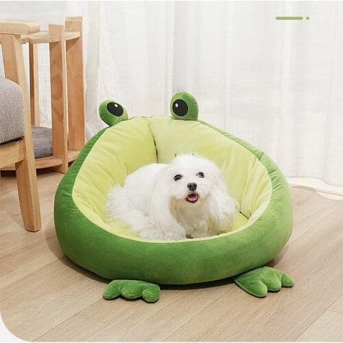 Super Soft Pet Bed Cute Frog shape Basket Kennel Cat House Winter Warm Sleeping Bag Dog and Cat Cushion Bed Mat Pet Cushion