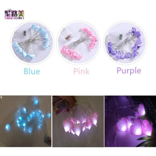 10/20Leds Love Heart Led Lights String Valentine Wedding Christmas Fairy Lights Garland Holiday Party Valentines Day Decoration