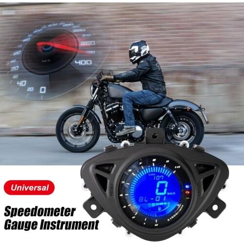 New Motorcycle Speedometer WISP Tachometer Odometer Blue Backlight LCD Digital RPM Speed Measure Gauge Instrument Universal