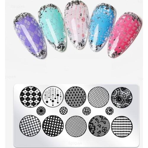 Geometry Grid Line Nail Art Printing Stamping Templates Flower Animal Print Stamp Plates UV Polish Transfer Stencil Designs Tool