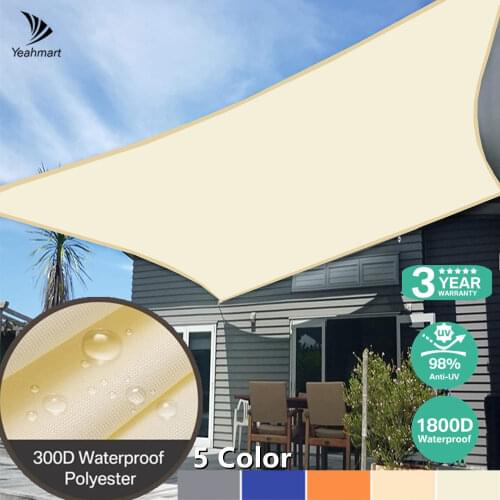Waterproof Sun Shade Sail 300GSM Outdoor Patio Greenhouse Sunshade Cloth Canopy Carport Gazebo Awning Rain Tarp Clear Pergola