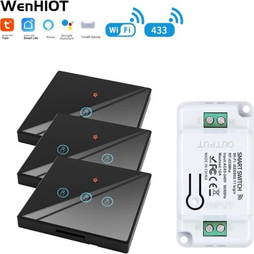 WENHIOT Smart Home WIFI Switch 1/2/3 gang Glass Panel Tuya Smart Life APP Wireless Remote Timer Light Switch Alexa Google Home