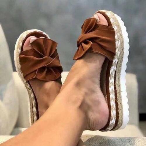 Women Sandals Platform Sandals Shoes Women Bow 2020 Summer Sandals Slipper Indoor Outdoor Flip-flops Beach Shoes Female Slippers