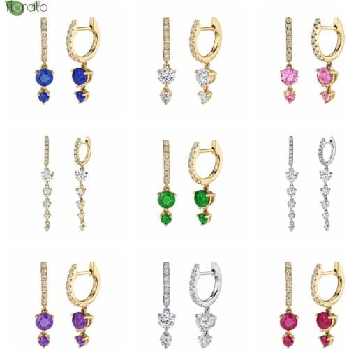 925 Silver Ear Buckle Irregular Pendant Earrings For Women CZ Female Crystal Earrings Fashion Jewelry Wholesale Hoop Earrings