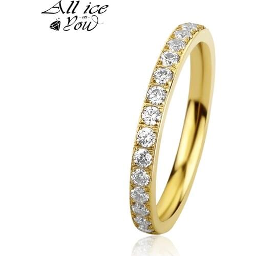 2021 New Top Iced Out Luxury Cubic Zirconia Ring Stainless Steel Hip Hop Fashion Jewelry wedding eternity Women Ring For Gift