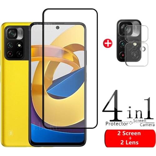 4-in-1 For Poco X3 GT Glass For Xiaomi Poco M3 Pro F3 X3 GT Tempered Glass Screen Protector For Poco X3 GT Lens Glass