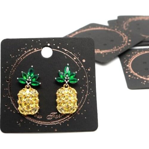 5x5cm 100pcs/lot Luxury Black with Gold Pattern Printed Jewelry Ear Studs Display Cards Earring Packaging Paper Cards Wholesale