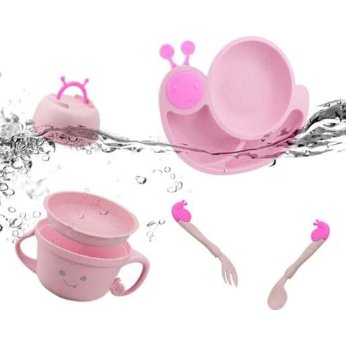6Pcs Childrens Tableware Set Baby Feeding Plate Set Bowl Cup Spoon Fork Cartoon Baby Dinnerware Kids Dishes SGS